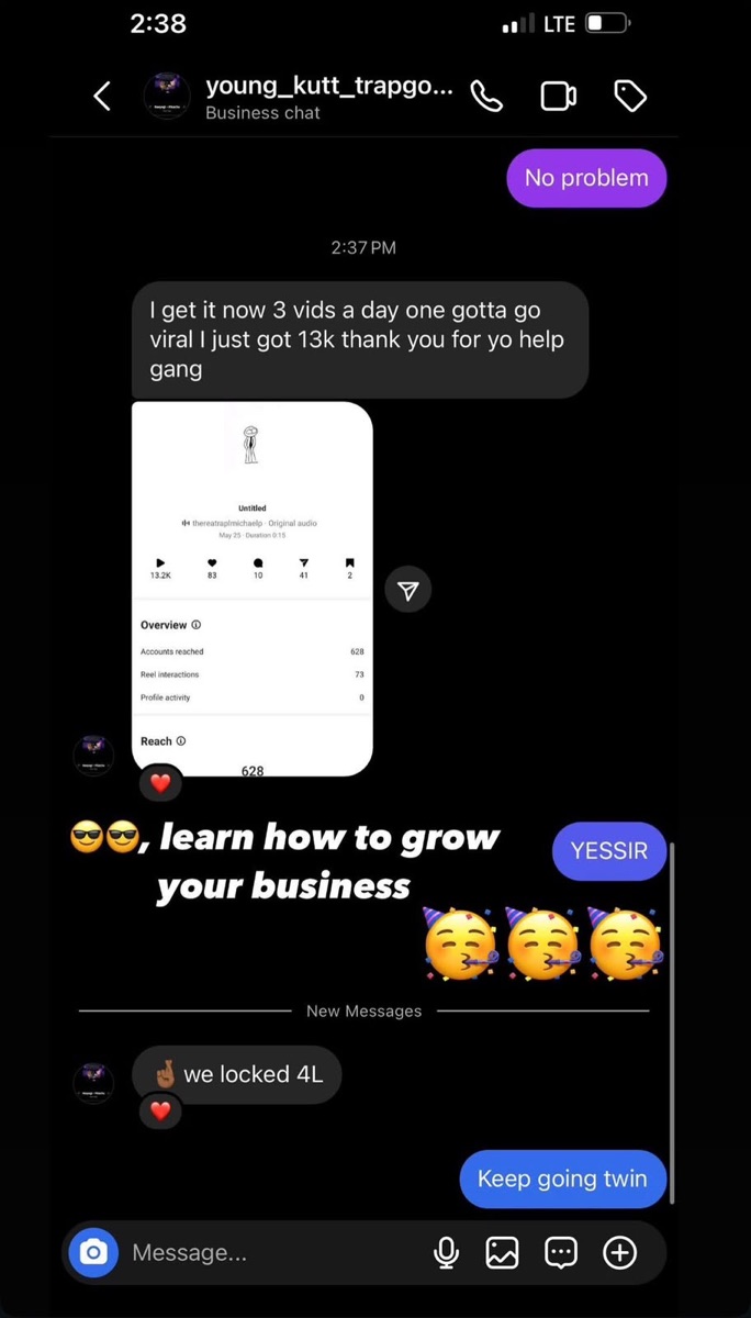 Client win — hit 13k views, learning to grow the business
